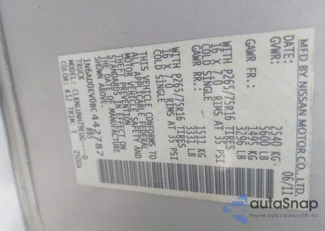 2011 Nissan Frontier Pro-4X from USA, damaged, VIN 1N6AD0EV0BC442787